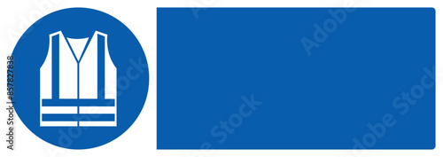 ISO mandatory safety signs wear high visibility vest your custom message here landscape size 1/2 a4,a3,a2,a1