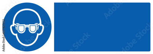 ISO mandatory safety signs_wear eye protection your custom message here landscape size 1/2 a4,a3,a2,a1