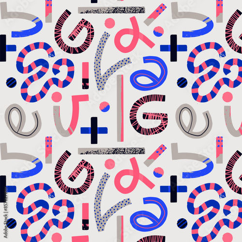 Retro colorful geometric pattern background, vector abstract circle, triangle and square lines art. Doodle seamless. Hand drawing lines. Trendy bauhaus pattern background pop-art