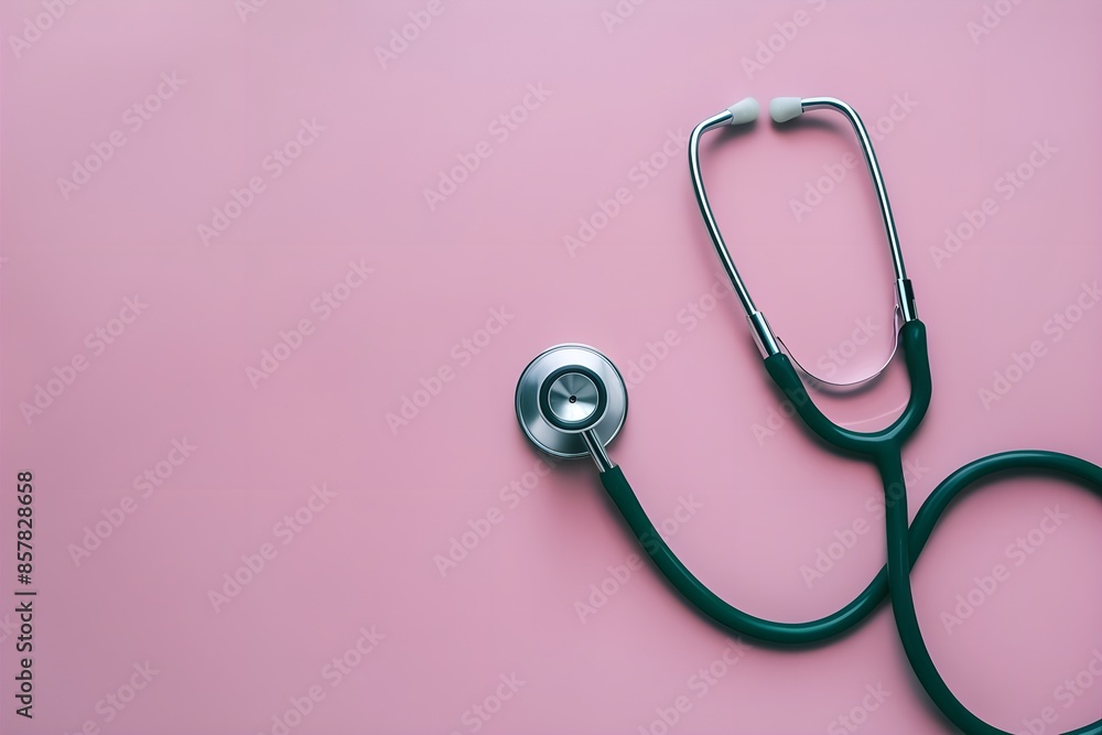 stethoscope on a pink background with copy space stethoscope on a pink background with copy space