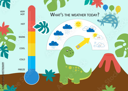 Printable dinosaur weather calendar, Weather Chart, Learning Weather, Preschool Learning, Homeschool Printable, Montessori Activity, Morning Time, Game for a child early Montessori training