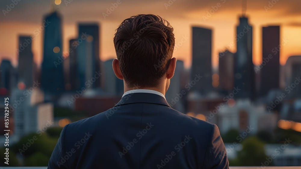 person in front of the city person in front of the city