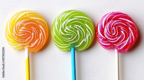 Sweet colorful lollipop candy isolated on white background