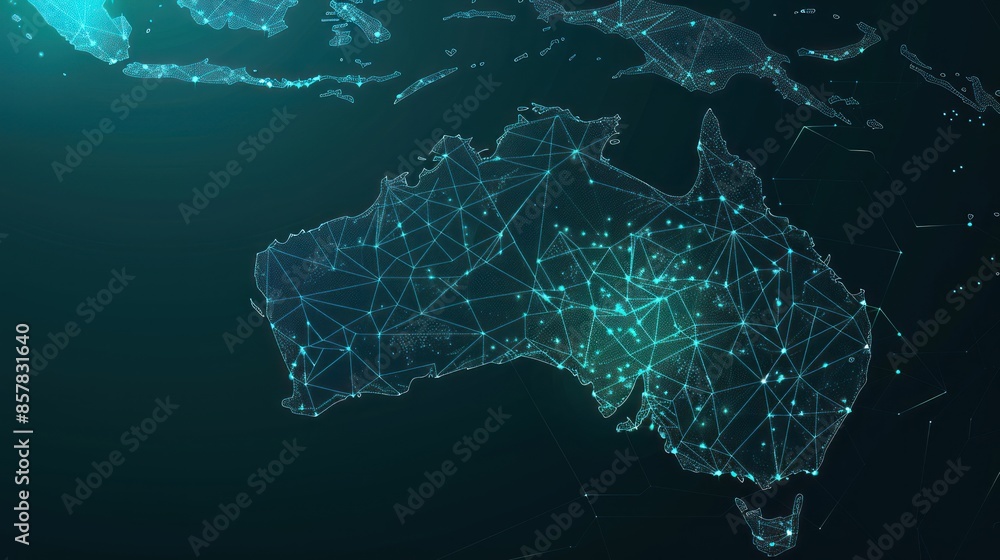 Naklejka premium Australia on a Digital Map