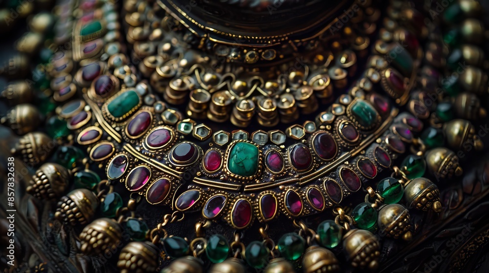 Antique Necklace: An antique necklace adorned with precious stones carries the marks of years of wear, telling a captivating story Antique Necklace: An antique necklace adorned with precious stones carries the marks of years of wear, telling a captivating story