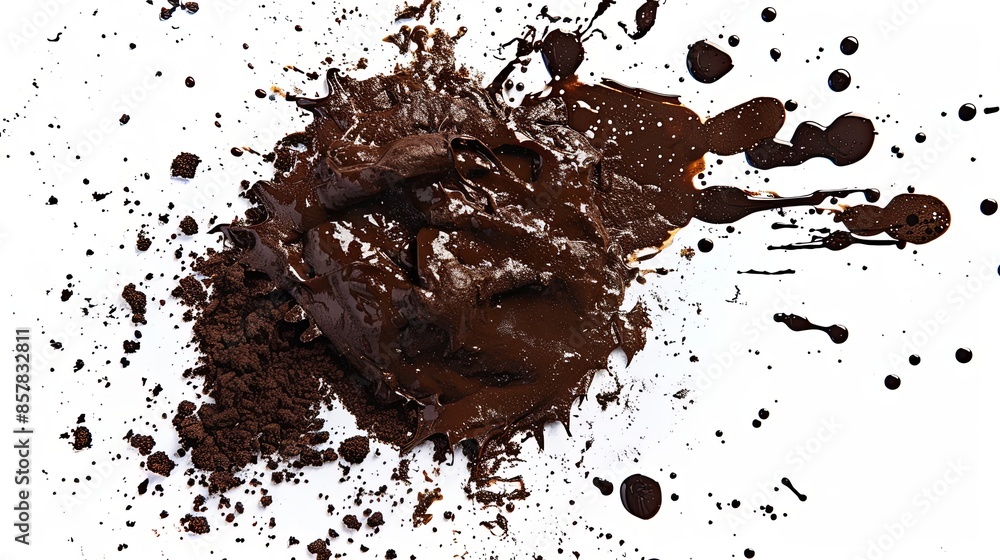 Obraz premium close up of a chocolate powder splash on white background