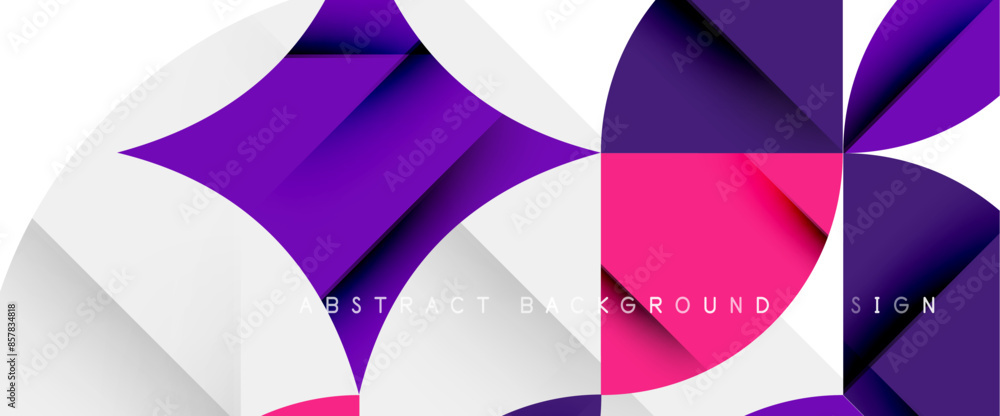 Minimal geometric elements on white. Petals, round triangles, star