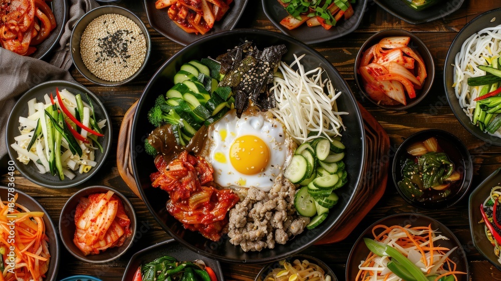 Bibimbap with Assorted Korean Side Dishes Bibimbap with Assorted Korean Side Dishes
