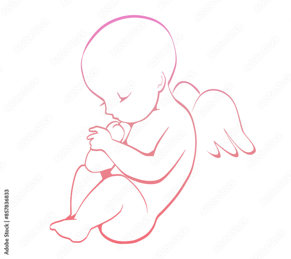 翼のある赤ちゃんのシンプルなイラスト