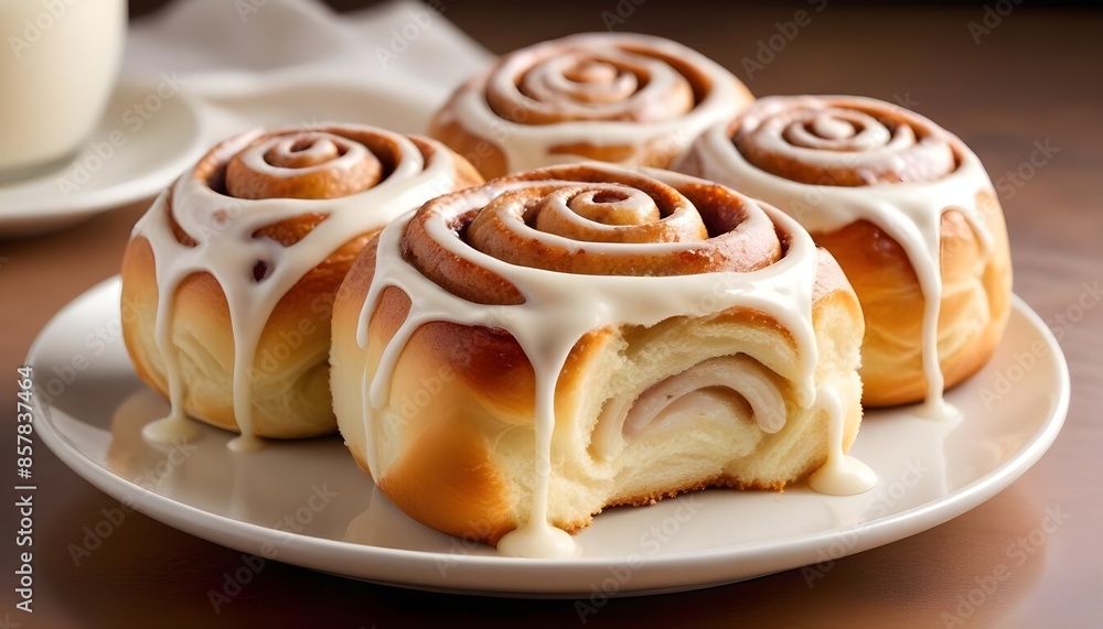 Small buns with a delicate light topping served on a white plate Small buns with a delicate light topping served on a white plate
