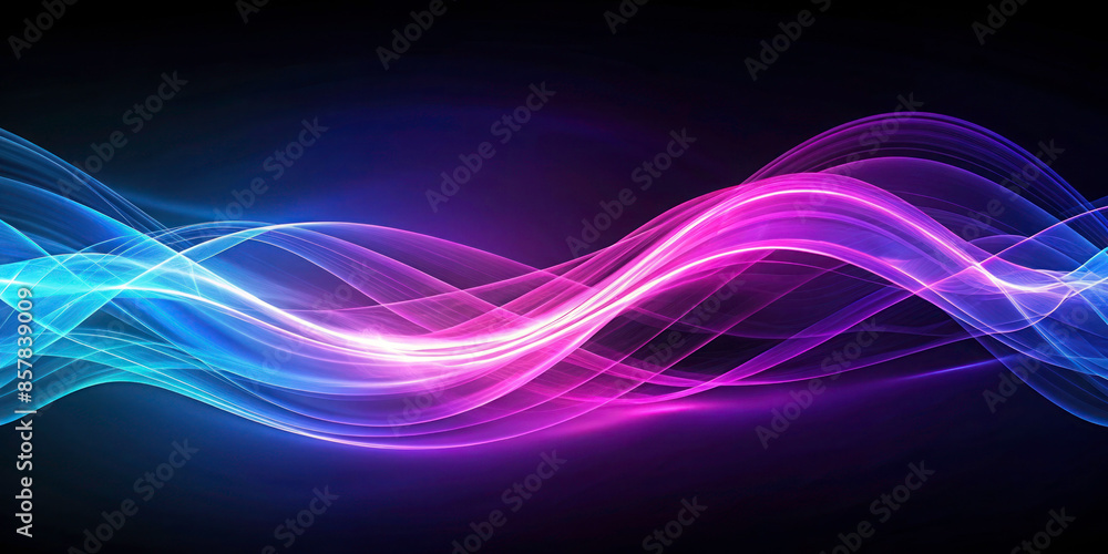 Abstract Digital Waves in Purple and Blue: Dynamic Flow with Empty Space Background Abstract Digital Waves in Purple and Blue: Dynamic Flow with Empty Space Background
