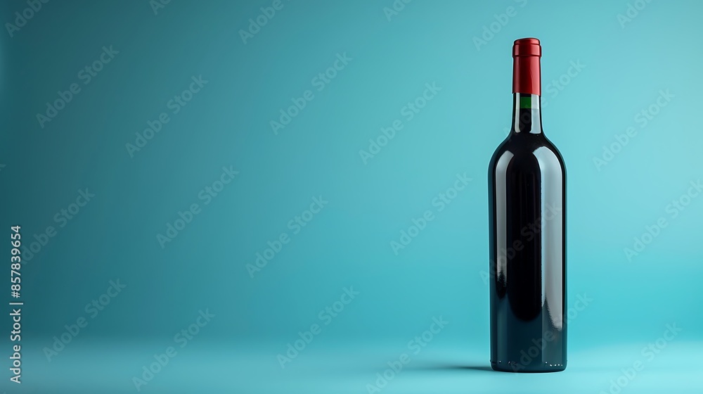 Bottle of red wine isolated on a blue background Bottle of red wine isolated on a blue background
