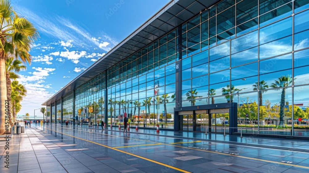 Modern Airport Terminal with Glass Facade Modern Airport Terminal with Glass Facade