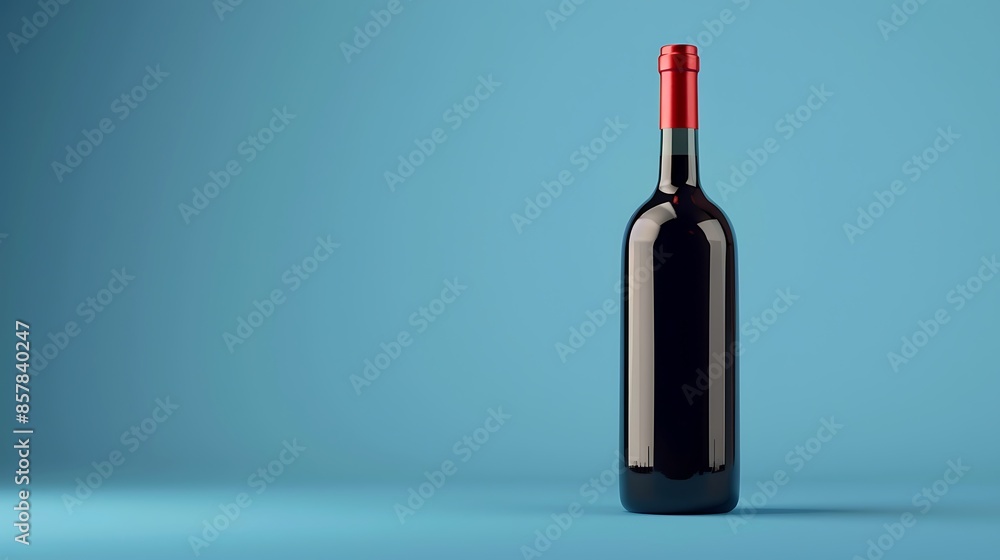 Bottle of red wine isolated on a blue background Bottle of red wine isolated on a blue background