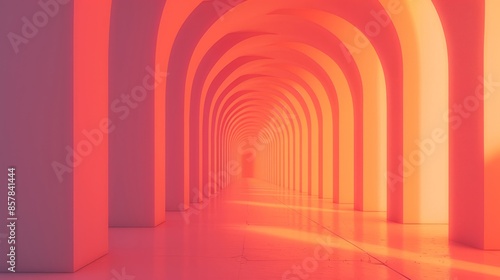 Abstract Background of Infinite Tunnel in Peach Color