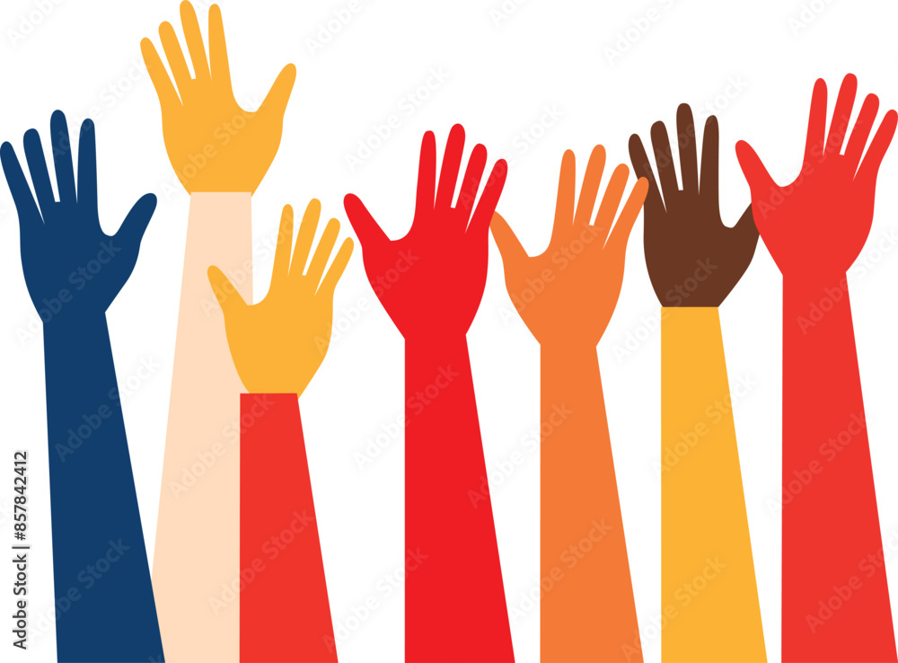 Fototapeta premium colorful hands flat vector illustration