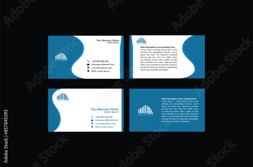 Blue Business Card vector, abstract visiting card, blue and white. black. official Business card, business logo