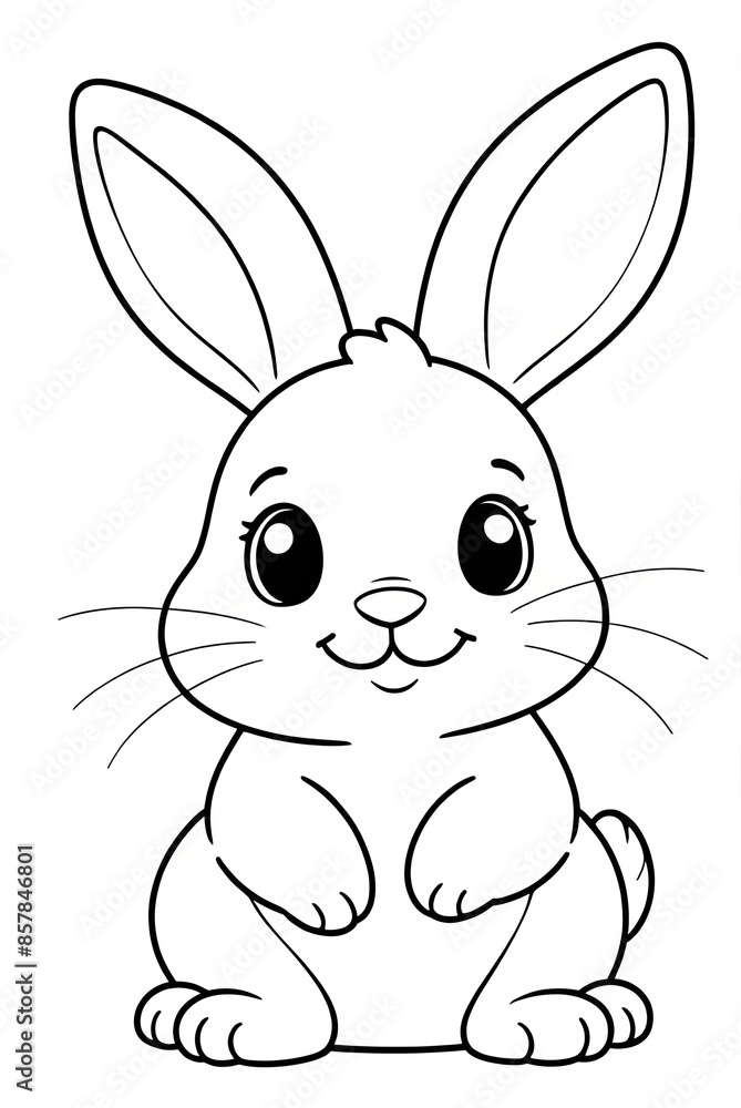 Cute rabbit Kids/ adults coloring page art, line art illustration white background Cute rabbit Kids/ adults coloring page art, line art illustration white background