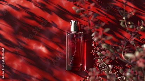 Perfume spray bottle crimson and mehroon background photo