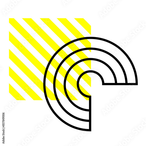 composition abstraite géométrique jaune et noire