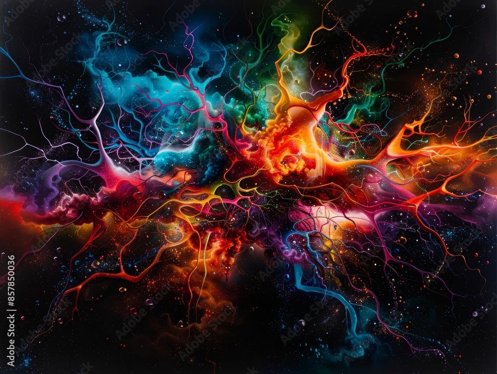 Vibrant explosion of colorful abstract light streaks against a dark background, representing energy, creativity, and dynamic motion. Vibrant explosion of colorful abstract light streaks against a dark background, representing energy, creativity, and dynamic motion.