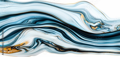 Featuring a fluid art style with blue and gold liquid waves, this high-resolution abstract background includes dark navy, light gray, dark white, and deep amber colors, perfect for artistic designs.