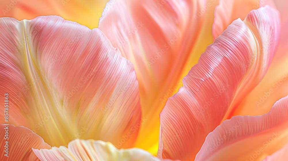 Pink and yellow tulip petals closeup delicate texture and vibrant colors Pink and yellow tulip petals closeup delicate texture and vibrant colors
