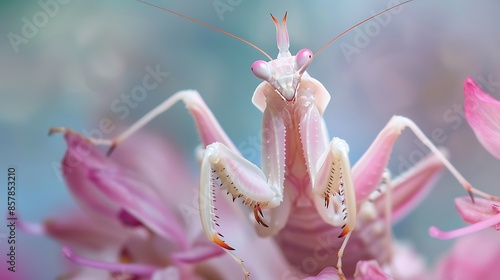 Pink orchid mantis hymenopus coronatus walking flower mantis or flower mantises