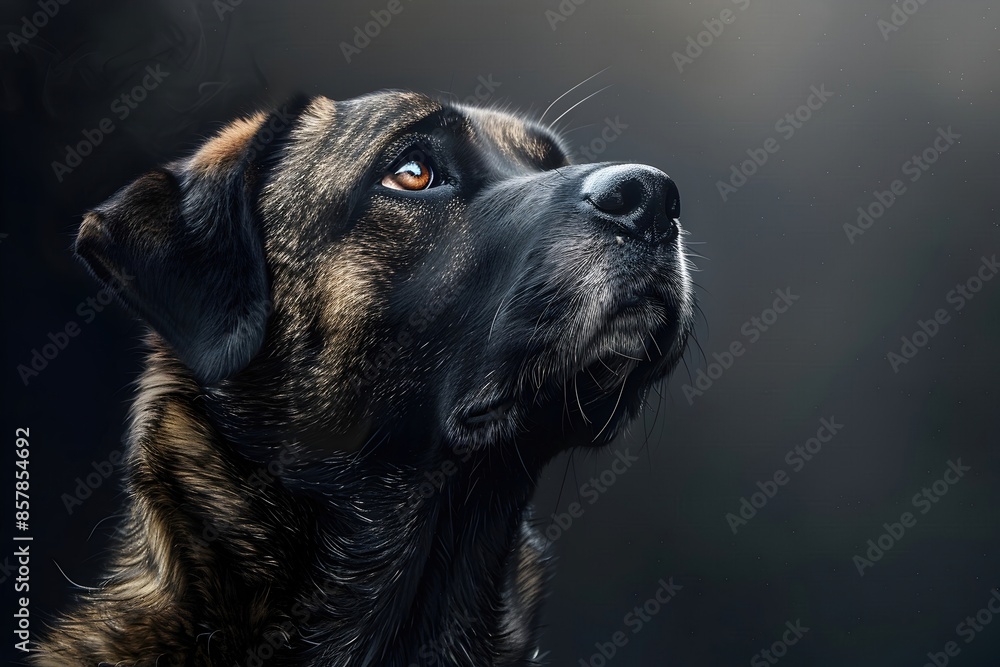 A Majestic Kangal Guard Dog with Alert Posture and Piercing Gaze in Dramatic Chiaroscuro Lighting A Majestic Kangal Guard Dog with Alert Posture and Piercing Gaze in Dramatic Chiaroscuro Lighting