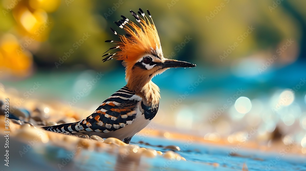 Portrait of a eurasian hoopoe relaxing in beach Portrait of a eurasian hoopoe relaxing in beach