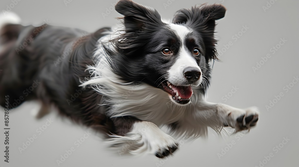 Fototapeta premium Graceful Border Collie Performing Precise Obedience Commands in Dynamic Motion