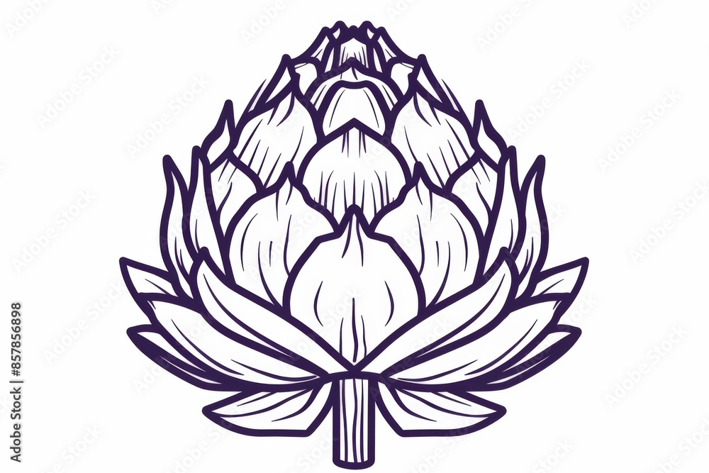 Enigmatic silhouette of an artichoke symbol in mesmerizing outline form Enigmatic silhouette of an artichoke symbol in mesmerizing outline form