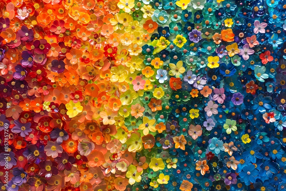 beautiful art of a wall of rainbow flowers beautiful art of a wall of rainbow flowers