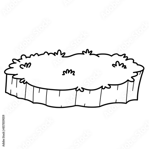 Grass and soil doodle line coloring illustration 