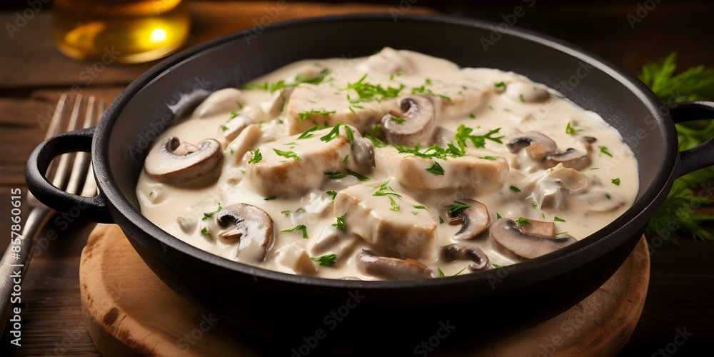 Savor the Creamy Perfection of Blanquette de Veau. Concept French Cuisine, Blanquette de Veau, Creamy Delight, Gourmet Dish, Traditional Recipe Savor the Creamy Perfection of Blanquette de Veau. Concept French Cuisine, Blanquette de Veau, Creamy Delight, Gourmet Dish, Traditional Recipe