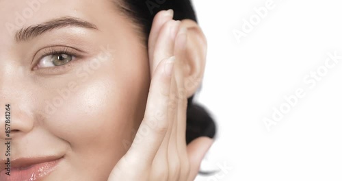 Cosmetics Skin Care Concept of Close-up Woman Perfect Face with Hydrated Skin