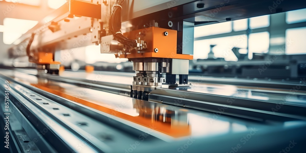 State-of-the-Art Machinery for Advanced Printing in Industrial Technology Factory. Concept Industrial Printing, State-of-the-Art Machinery, Factory Technology, Advanced Manufacturing State-of-the-Art Machinery for Advanced Printing in Industrial Technology Factory. Concept Industrial Printing, State-of-the-Art Machinery, Factory Technology, Advanced Manufacturing