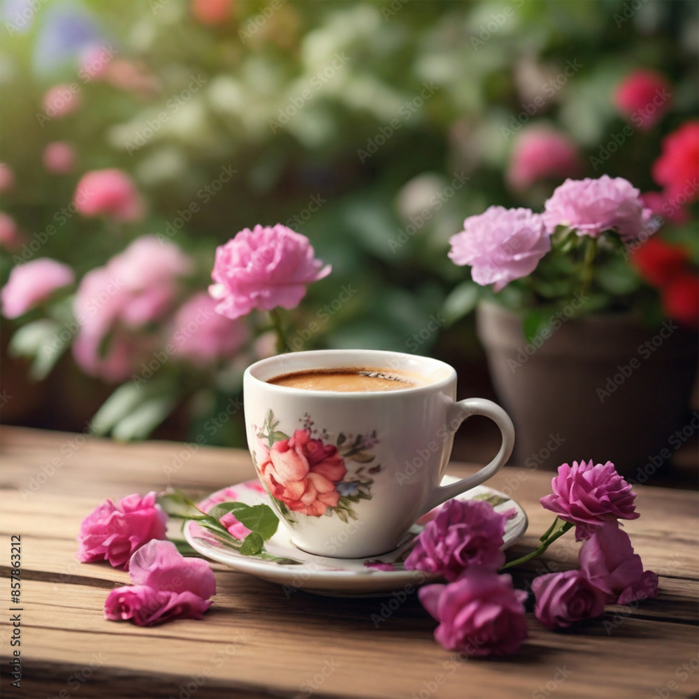cup of tea with flowers cup of tea with flowers
