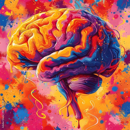 Statistical Brain Breakdown, Imagine a brain that constantly spits out funny and useless statistics. Fauvism Art, full ultra hd, high resolution photo