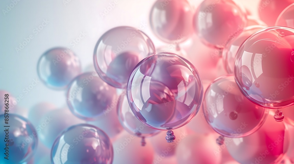 3D vector illustration of transparent balloons in soft pastel hues, overlapping and floating in a minimalist space 3D vector illustration of transparent balloons in soft pastel hues, overlapping and floating in a minimalist space