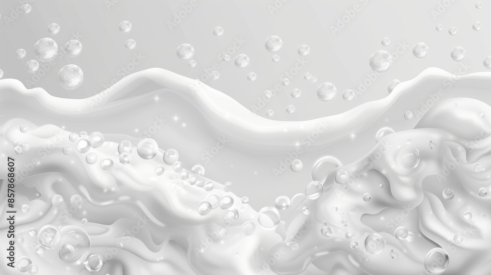 White soap froth texture with bubbles, seamless border, foamy frame. Sea or ocean wave, laundry cleaning detergent spume, realistic modern illustration. White soap froth texture with bubbles, seamless border, foamy frame. Sea or ocean wave, laundry cleaning detergent spume, realistic modern illustration.