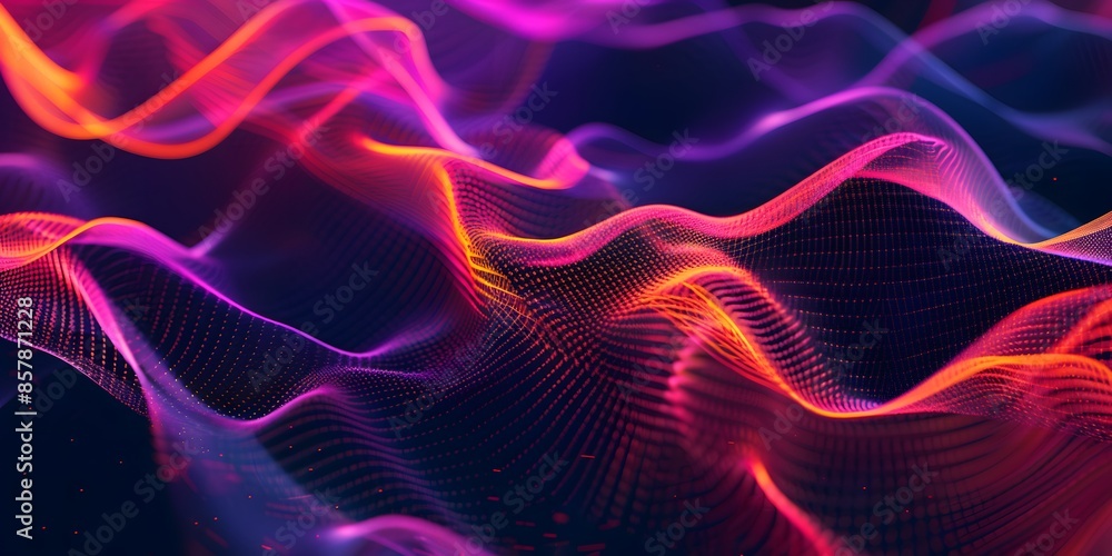 Abstract neon light waves in vibrant colors creating a dynamic and futuristic background. Abstract neon light waves in vibrant colors creating a dynamic and futuristic background.