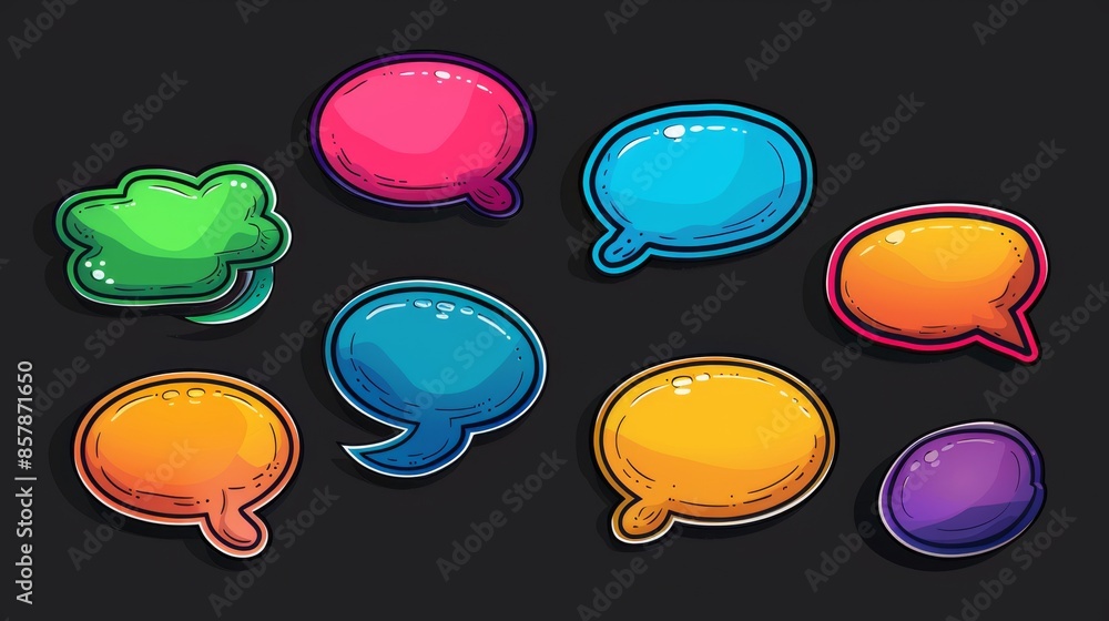 An animated paper speech cloud sticker for a chat text. An animated ...