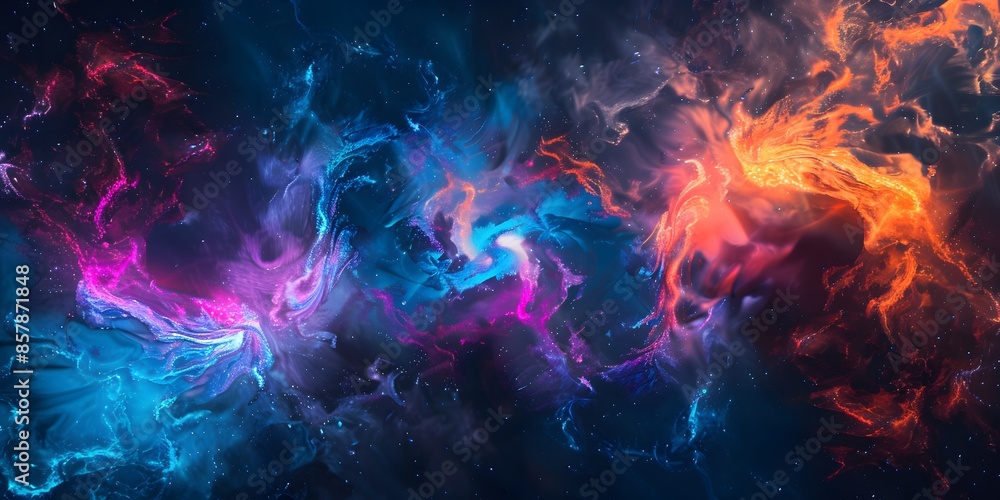 Cosmic nebula with vibrant colors and swirling patterns, showcasing the beauty of the universe