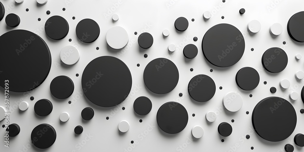 Black and white circular shapes creating a minimalist abstract background Black and white circular shapes creating a minimalist abstract background
