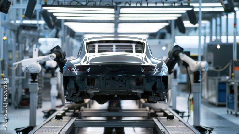 Modern car assembly line with robotic automation and precision Modern car assembly line with robotic automation and precision