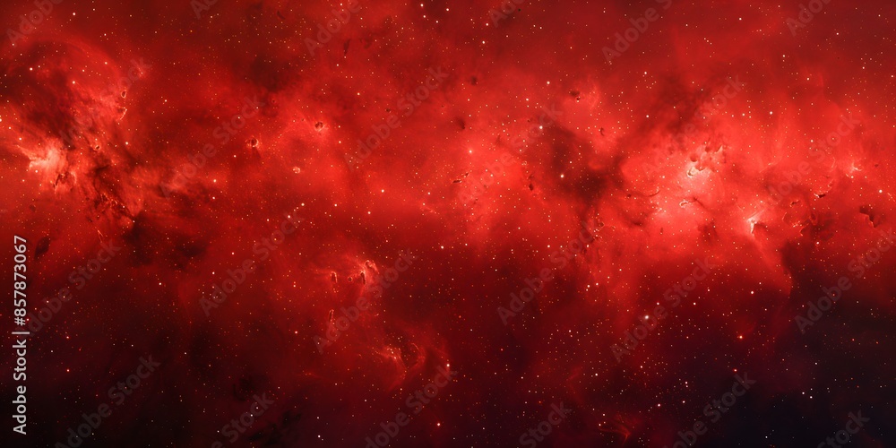 Vivid red cosmic nebula illuminated by distant stars creating a vast and mysterious space scene. Vivid red cosmic nebula illuminated by distant stars creating a vast and mysterious space scene.