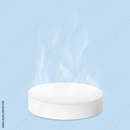 Shower steamer mockup. Vector illustration on blue background. Can be use for template your design, presentation, promo, ad. EPS10.