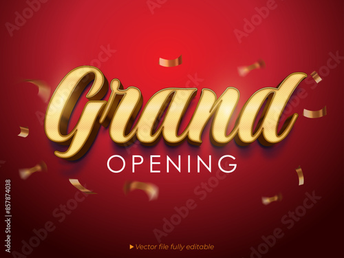 vector 3d text effect grand opening with red background