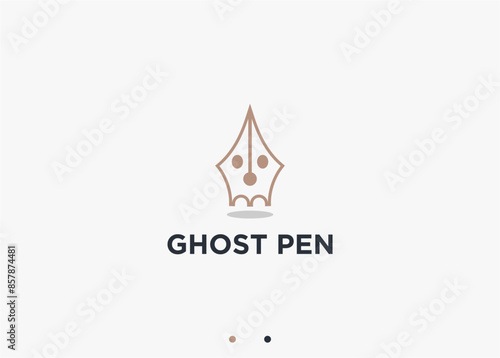 ghost with pen logo design vector silhouette illustration